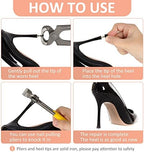 YEHAM 30 Pairs Women's High Heel Shoes Replacement Tips Pin, Round and Square Heel Repair Caps with 6" Heel Pliers for Repairing Shoes