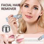 Facial Hair Removal for Women: 2-in-1 Rechargeable Nose Hair & Eyebrow Trimmer, Face Shaver with Built-in LED Light for Removing Chin, Upper and Lower Lip Area Peach Fuzz