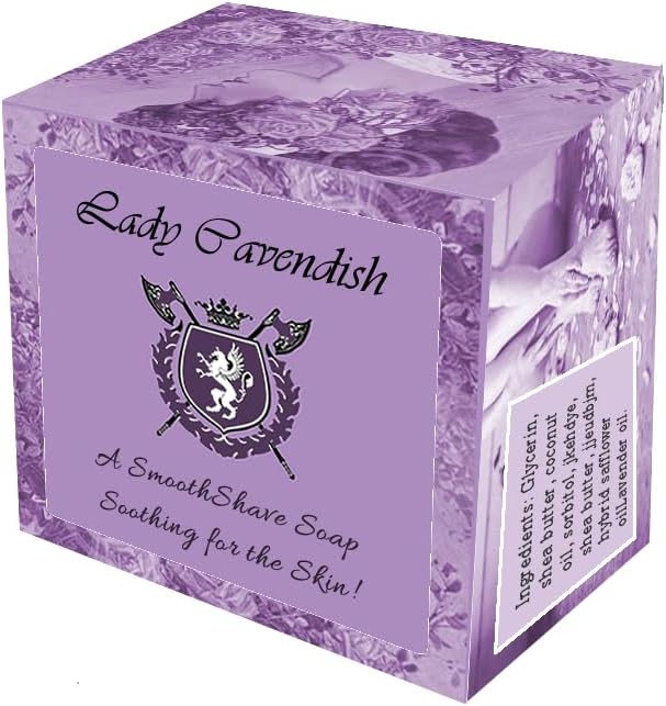 Lady Cavendish Lavender Shaving Soap with Shea Butter & Coconut Oil. Long Lasting 3.8 oz Puck Refill. Mens Shave Soap. All Natural. Rich Lather, Smooth Comfortable Shave. For Ladies and Gentlemen.