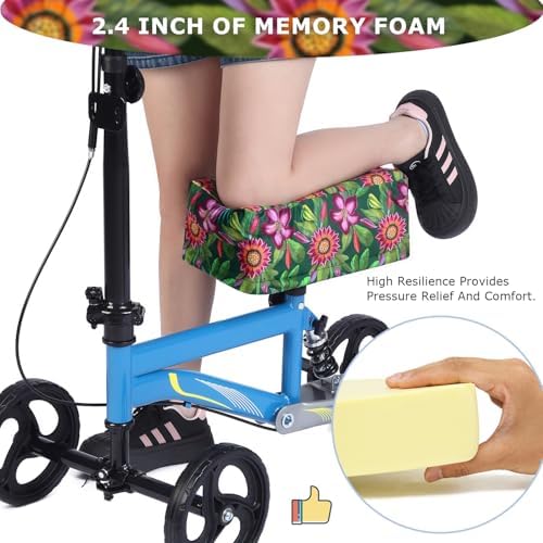Knee Scooter Cushion 2" thick Memory Foam Knee Scooter Pad for Comfort w/Removable Cover Walker/Roller Accessories fits Most Models