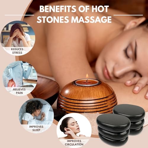 DEFUNX Hot Stones Massage Set - 8 Pcs Massage Stones Set Hot Rocks Oval and Mushroom Shaped Basalt Stone Kit for Home Spa Relaxing and Pain Relief