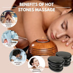 Hot Stones Massage Set - 8 Pcs Massage Stones Set Hot Rocks Oval and Mushroom Shaped Basalt Stone Kit for Home Spa Relaxing and Pain Relief