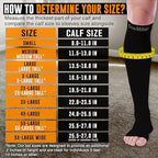 Doc Miller Open Toe Compression Socks, 20-30 mmHg, Toeless Compression Sleeves for Legs, Knee High Stockings for Shin Splints, Varicose Veins, Travel, Calf Support & Muscle Recovery, Men & Women, Pair