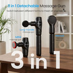 NAPRE 3-in-1 Detachable Massage Gun with Heat,Mini Massage Gun Deep Tissue with Extension Handle,Portable Handheld Percussion Muscle Massager for Back/Neck/Body,Small & Quiet,5 Heads