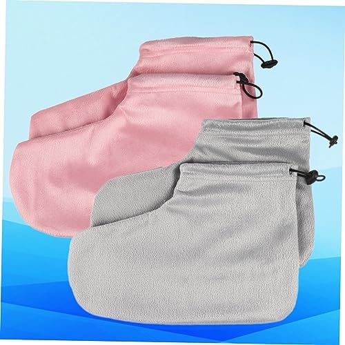 Beaupretty Cotton Foot Strap Set for Beauty Salons 2 Pairs of Thermal Insulation Heat Retaining Foot Covers Elastic Light Pink Grey