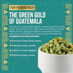 Eletary Premium Organic Guatemalan Green Cardamom Pods (4 oz) - Four Premium Green, All Natural, Vegan, Gluten-Free, Non-GMO - Flavor Enhancer Ideal for Indian Cuisine, Baking, Meat, Coffee & Tea