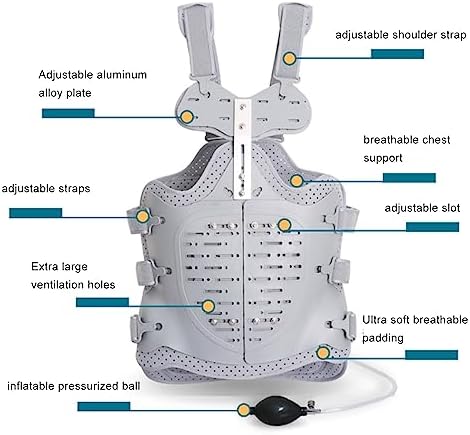 NICHOY Back Brace for Compression Fracture - Inflatable Decompression Airbag Thoracic Lumbo Sacral Orthosis,Fit Men & Women Support for Pre or Post Op, Kyphosis(Adjustable)