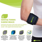 SENTEQ Tennis Elbow Brace: Arm Band for Tennis Elbow, Golfer Elbow and Forearm Support, Neoprene Wraps and Strap, Braces for Men and Women (Blue)