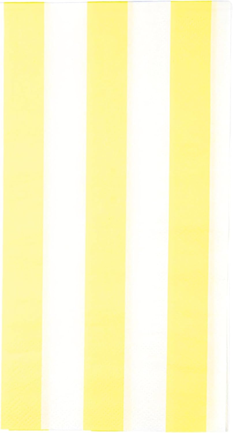 Bonjour Fete Yellow Cabana Stripe Paper Guest Towels | Large, Disposable, 3-Ply Napkins | Premium Party Supplies & Decorations | Holidays, Kids Themed Birthday Parties | Pack of 20, 4.25" x 7.75"