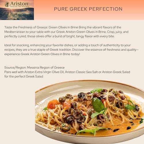 Ariston “The Very Best” Greek Gourmet Olives | Premium Handpicked | Rich in Polyphenols, Oleic Acid & Vitamin E | Natural Antioxidants | Green Olives