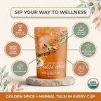 Organic Turmeric Ginger Tulsi Chai Tea | Loose Leaf | Ayurvedic Superfood Blend | Herbal and Caffeine-Free | 55+ Cups | KSA Kosher | 4 oz