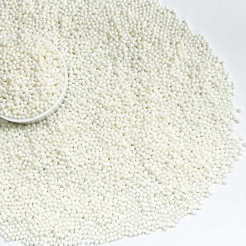 Homipooty Nonpareils Sprinkles Edible White Pearl Sugar sprinkles 110g/3.88oz 2mm Mini White Pearls Baking Cakes Cupcake Topper and Cake Decorations for Valentines Day Halloween Christmas