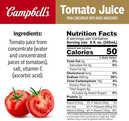 Campbell's Tomato Juice, 100% Tomato Juice, 64 oz Bottle