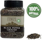 Pride of India – Black Pepper Ground – Ideal for Gourmet Dishes/Soups/Stews/Rubs – Fresh & Preservatives Free – Warming Spice – Easy to Store – 7oz. Medium Dual Sifter Jar