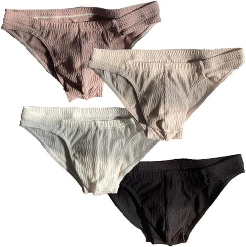 Sexy Men Underwear Ribbed Cotton Breathable Comfortable Brief Low Rise U Convex Pouch Underpants