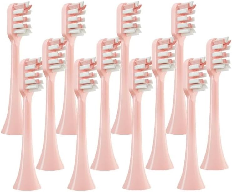 12 PCS Compatible with SOOCAS X3/X3U/X5 Brush Heads Replaceable Soft Sonic Electric Toothbrush Clean Brush Vacuum Bristle Nozzles(12pcs Pink)
