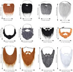 WILLBOND 12 Pcs Fake Beard Funny Fake Mustache Costume False Whiskers Facial Hair Disguise Accessories with Adjustable Elastic Rope for Males Costume Halloween Cosplay Supplies