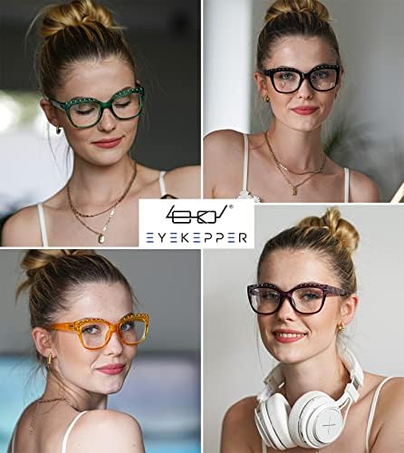 Eyekepper 4-Pack Reading Glasses for Women Rhinestone Readers Cat-eye Eyeglasses +1.50