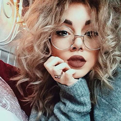 EYLRIM Round Blue Light Blocking Glasses for Women Men Circle Clear Lens Metal Frame Eyeglasses Non Prescription