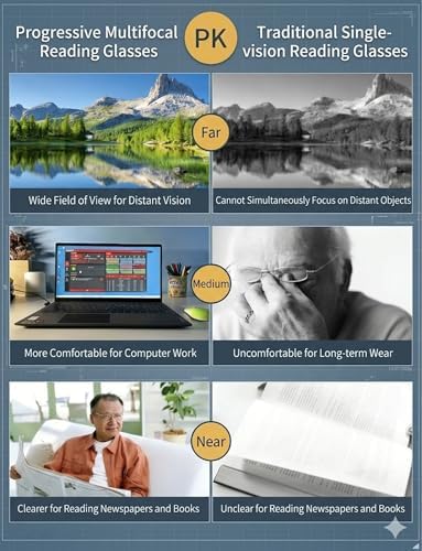 High-Definition Eye Protection Blue Light Filter Intelligent Zoom Progressive Lenses Reading Glasses for Men Women