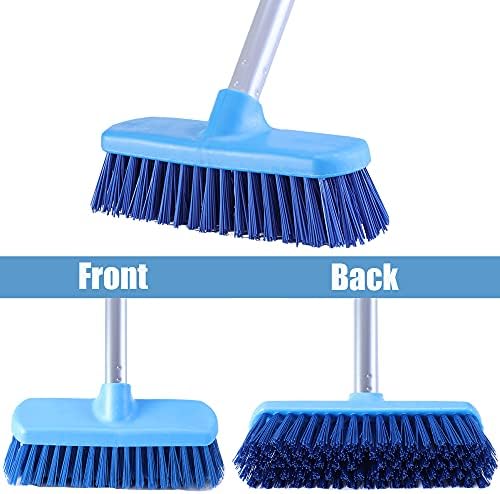 YONILL Deck Brush with Long Handle - Floor Scrub Brushes for Cleaning Shower, Stiff Bristle Scrubbing Brush, 50" Floor Scrubber Brush for Bathroom, Bathtub, Tub, Tile Floors, Garage and Patio