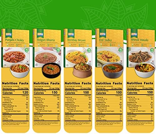 Ashoka Authentic Indian Meals 1932, Vegan Sampler Pack, Kosher Certified, Ready to Eat Meal Kit, All-Natural Microwave Friendly, Great for Hiking & Camping, Gluten-Free, No Preservatives, Pack of 5