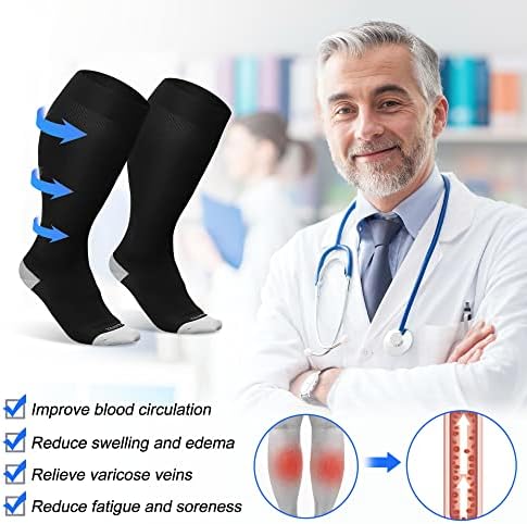 LEVSOX Plus Size Compression Socks Wide Calf Men&Women 20-30 mmhg Knee High Support Socks for Medical, Nurse, Diabetic