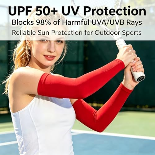 UV Sun Protection Cooling Arm Sleeves, Outdoor Sports Ice Silk Sun Compression Arm Sleeve for Men Women Teenager