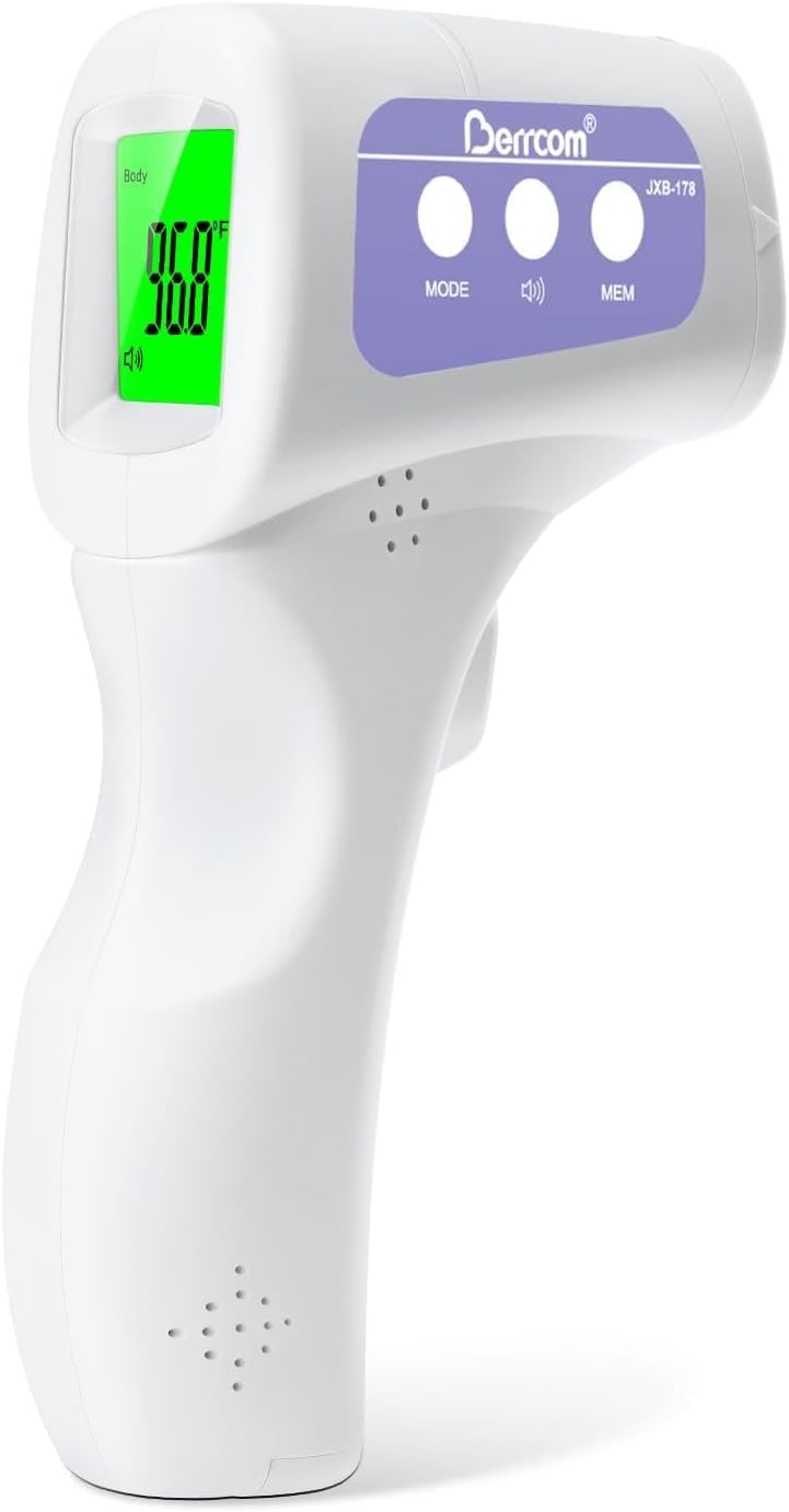 Berrcom Non-Contact Infrared Forehead Thermometer, 3-in-1 Digital Fever Check Temperature Gun for Baby Infant Kids Adults, Fast Accurate - Purple
