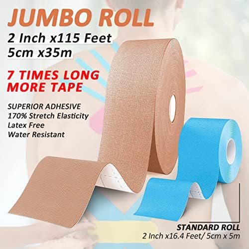 Kinesiology Tape Roll 35M, K Tape Knee Support Uncut Roll, Muscle Tape for Pain Relief, Beige