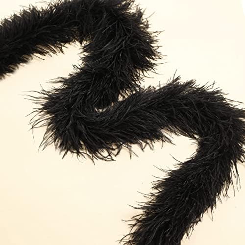 Soarer Black Ostrich Feather Boas – 2yards 3ply Long Boas for Party, DIY Production, Clothing Decoration (Black)