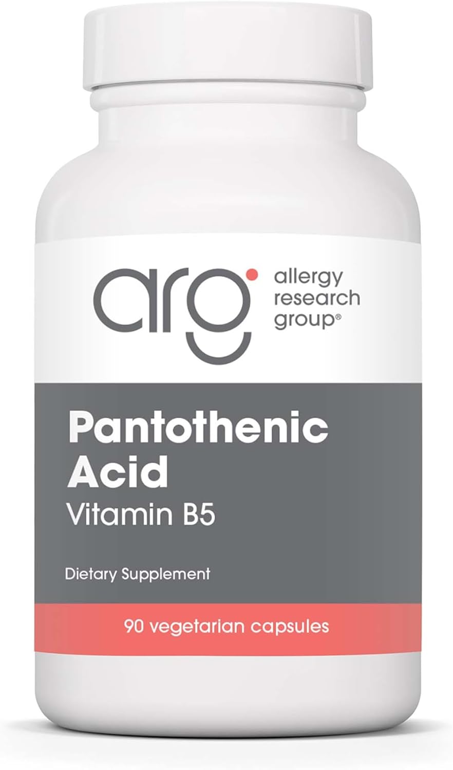Allergy Research Group Pantothenic Acid - Vitamin B5 for Men & Women, Calcium, 500mg Supplement, Pure, Organic, Vegetarian Capsules - 90 Count