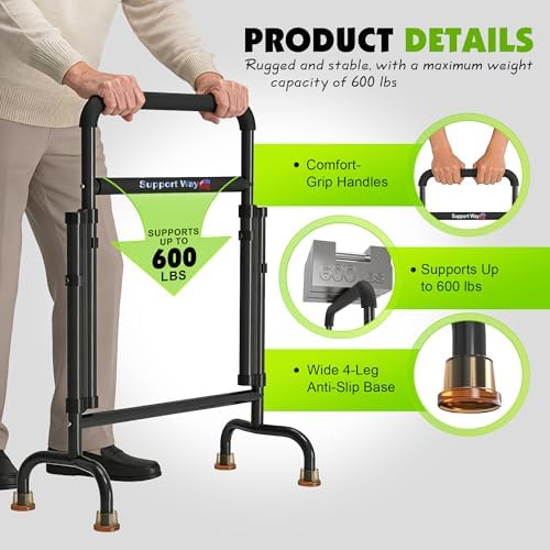 Stand Assist for Chair & Couch – Reinforced Dual-Tube Design, Height Adjustable Mobility Aid for Seniors, Lightweight Metal Frame with 600lb Capacity