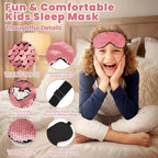 Kids Sleep Mask | Kids Eye Mask with Magic Flip-Sequins | 100% Mulberry Silk Blackout Sleeping Mask with Adjustable Strap (5-15 Years) | Gift for Girls & Boys (Pink)