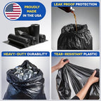 Large Trash Bags 55-60 Gallon | 50 Count, Heavy Duty Black Garbage Bags | Unscented, Leak Proof, Bulk Pack for Office, Industrial & Commercial Use - Made in USA