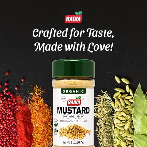 Badia Organic Ground Mustard, 2 oz – Organic Ground Yellow Mustard Seeds Powder, Bold Flavor, Kosher