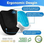 CushyOasis Seat Cushion, Gel Chair Cushions, Office Chair Cushions, Anti-Slip Bottom & Removable Cover Tailbone Pain Relief Cushion, Memory Foam Seat Cushion for Office, Wheelchair, Car (Black)