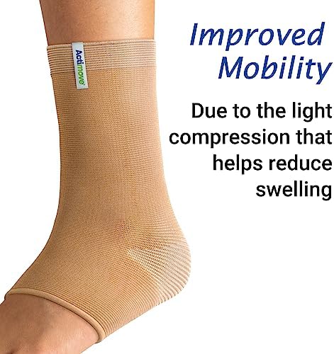 Actimove Arthritis Care Ankle Support with Heat-retaining Fabric – Drug-free Pain Management for Arthritis, Increases Blood Circulation – Left/Right Wear – Beige, X-Large