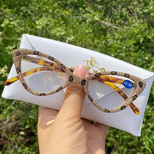 Cat Eye Crystal Rhinestone Reading Glasses for Women Sparkling Eyewear Frames Female Trendy bling Diamond Reader