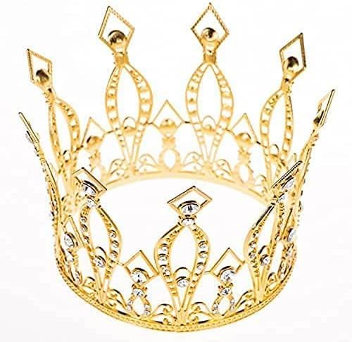 Gold Rhinestone Crown Cake Topper Birthday Party Wedding Decor Supply for Women Lady Girl Bridal Wedding Themed Baby Shower Decorations Birthday Party