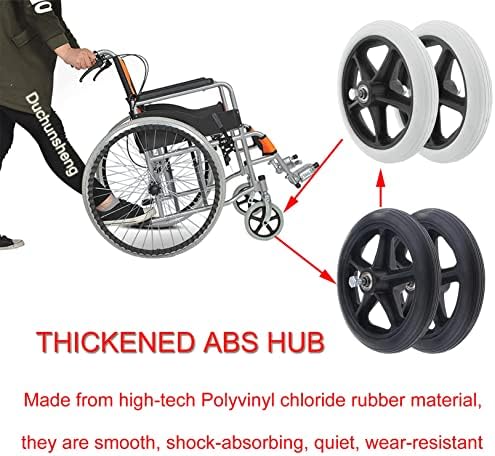 LIGUOYI 2 Pcs Wheelchair Front Caster, 6" 7" 8" Front Wheel & Solid Tyre, 2" (50 Mm) Hub Width, Wheel Replacement for Wheelchair, Replacement Rollator Accessories, Anti-Slip Rubber Wheel