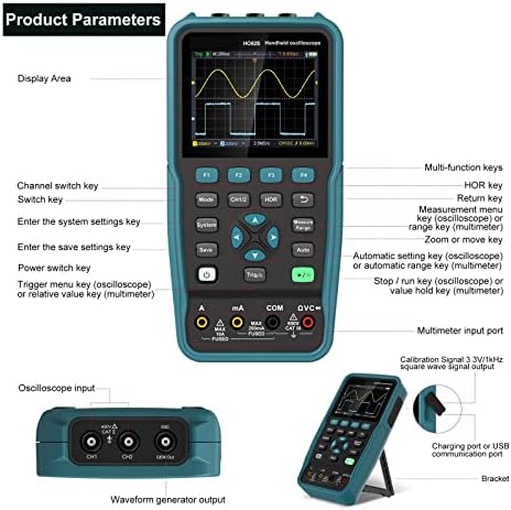 Digital Oscilloscope 50Mhz Bandwidth, 2 Channels TFT Mini Oscilloscope, Signal Source, 2 In 1 Oscilloscope And Multimeter with Efficiency(HO52-50M)