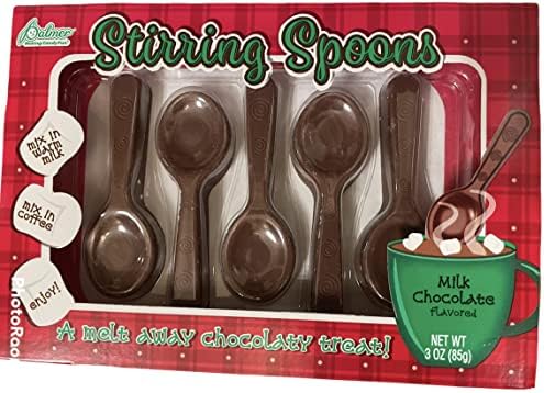 R.M. Palmer Milk Chocolate Stirring Spoons, Perfect to use in Warm Milk or Coffee, Making Candy Fun Since 1948 (5 Pack)