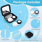 AHIER Portable Contact Lens Case Travel Kit Mirror +bottle + tweezers Container Holder (black)