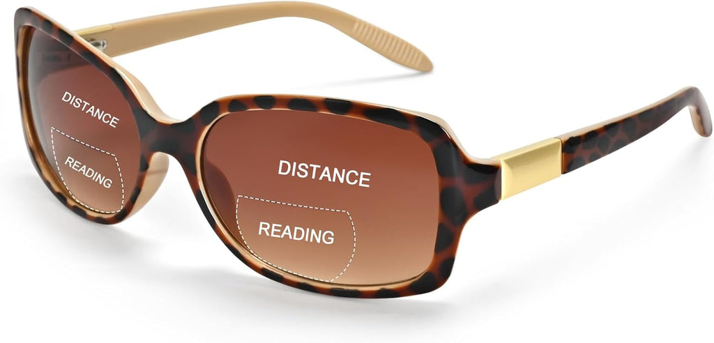 JiSoo Bifocal Reading Sunglasses for Women, Trendy Reader Sunglasses Women Retro Sunglass Readers