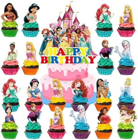 30 Pcs Cake Cupcake Topper Decoration for Princess-Themed Cupcake Toppers Cake Topper for Girls Birthday Party and Baby Shower