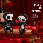 Sugar Skull Statue， Sugar Skull Couple Figurine Desktop Ornaments Indoor Decoration (Rose)