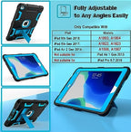 CCMAO Case for iPad 6th/5th Generation (9.7-inch, 2018/2017), iPad Air 2nd Generation Case (2014) with Kickstand, Hybrid Shockproof Protective iPad 9.7 Case, Black+Blue