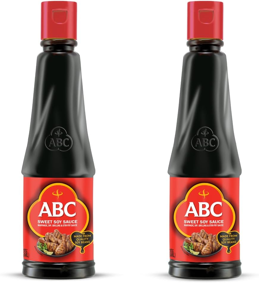ABC Sweet Soy, Black Dark Marinade, 20.3 Oz (Pack of 2), Savory Sauce, Dip, Stir-fry, Glaze, Vegan, No MSG, Plant-based, Halal, Umami Flavor, Indonesian Kecap Manis Made with Coconut Sugar