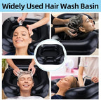 Upgraded Inflatable Hair Washing Basin with Built-in Manual Pressure Inflation, Portable Shampoo Bowl Sink for Hair Washing Station & Elderly, Disabled, Bedridden